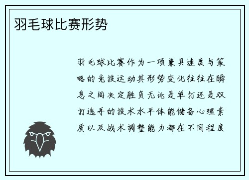 羽毛球比赛形势
